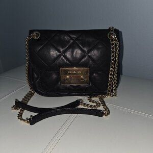 Michael Kors Sloan Small Black Quilted Calfskin Leather Shoulder Bag Purse
